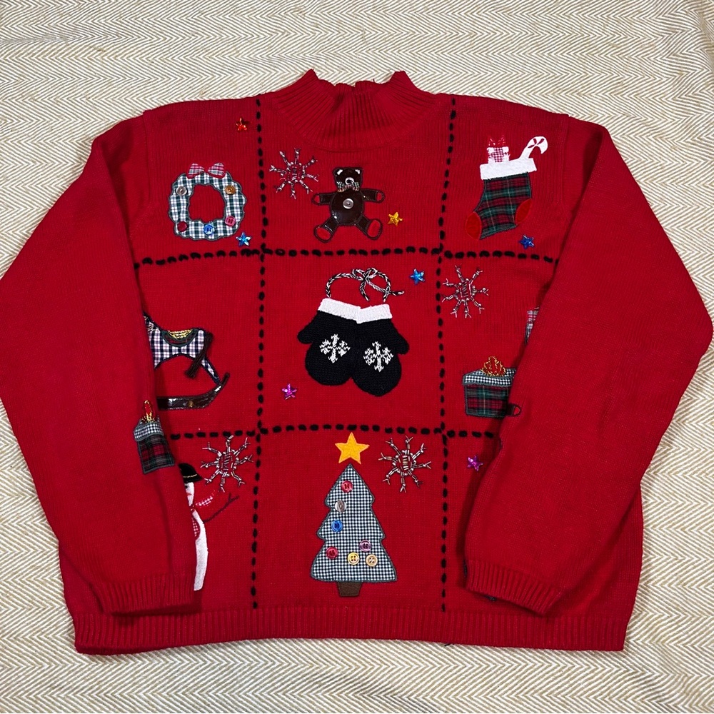 Karen Scott Sweater Women’s L Christmas Holiday Pullover Sweater Knit Cotton